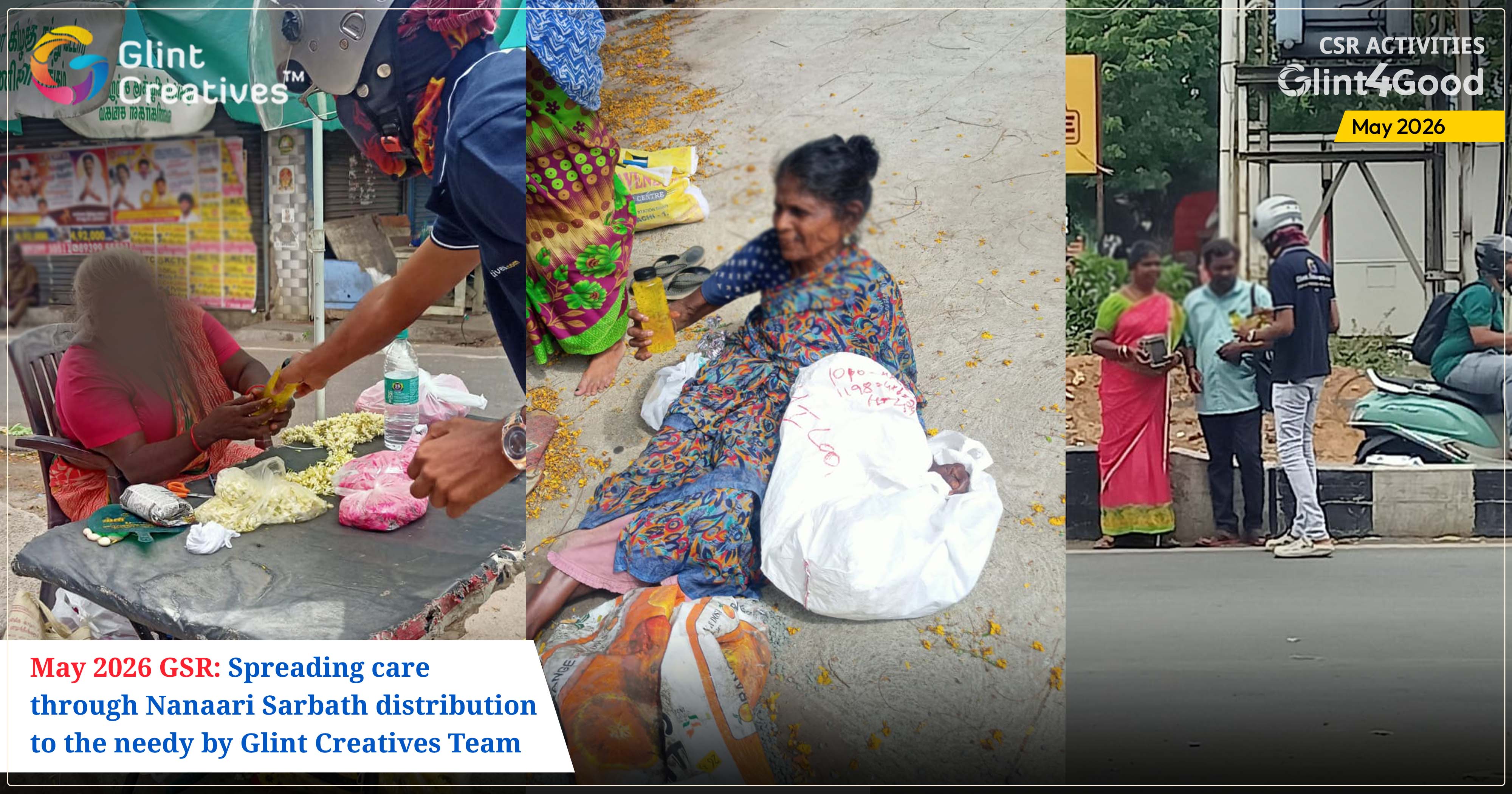 CSR Initiative May 2026 – Nannari Sarbath Distribution 
          by Glint Creatives Chennai