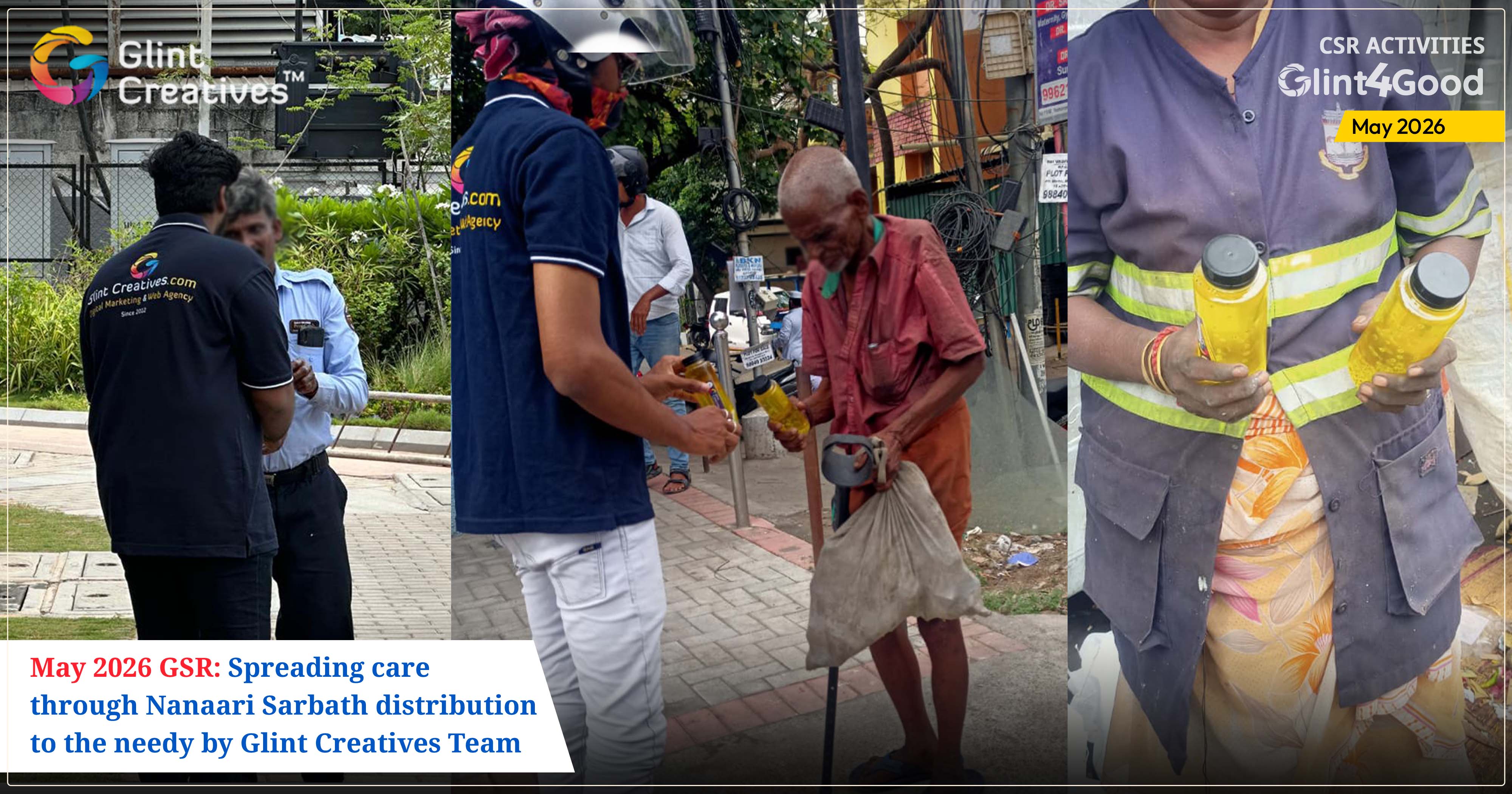 CSR Initiative May 2026 – Nannari Sarbath Distribution 
          by Glint Creatives Chennai
